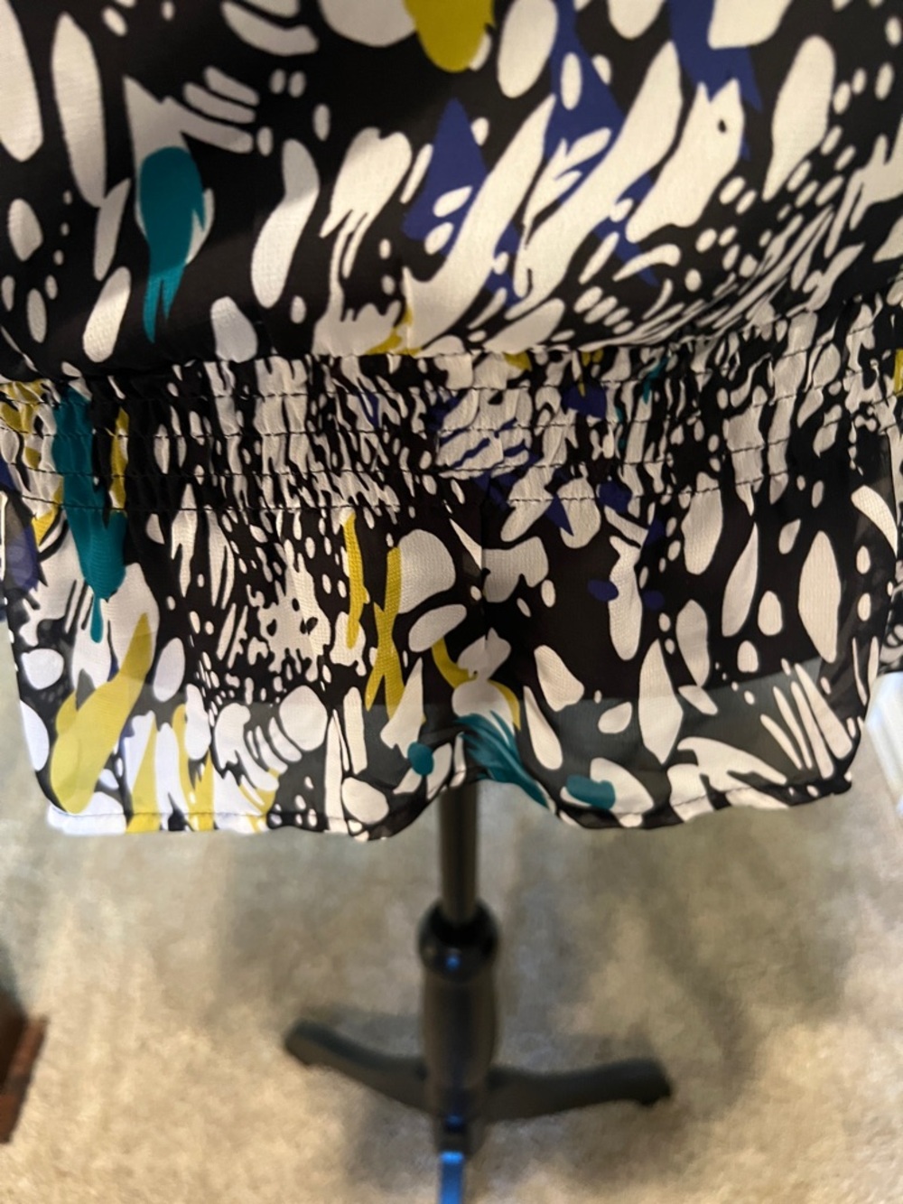 Fashion Bug Black Abstract Print Blouse with White, Yellow & Teal Accents - Picture 2 of 10